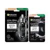 Szett Arcmaszk Garnier Skin Naturals AHA + BHA Charcoal Mattifying Serum Mask + Szemmaszk Garnier Skin Naturals Charcoal Caffeine Depuffing Eye Mask