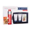 Clarins Men Energizing Gel Ajándékcsomagok Energizing Gel arcgél 50 ml + Active Face Wash arclemosó gél 30 ml + Shampoo &amp; Shower sampon és tusfürdő 30 ml + Double Serum Eye szemkörnyékápoló szérum 0,9 ml + kozmetikai táska