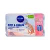 Nivea Baby Soft &amp; Cream Cleanse &amp; Care Wipes Sminkeltávolító nedves törlőkendők gyermekeknek 4x57 db