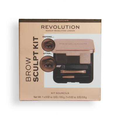 Makeup Revolution London Brow Sculpt Kit Szemöldökformázó szett és paletta nőknek 2,2 g Változat Brown