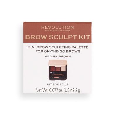 Makeup Revolution London Brow Sculpt Kit Szemöldökformázó szett és paletta nőknek 2,2 g Változat Medium Brown