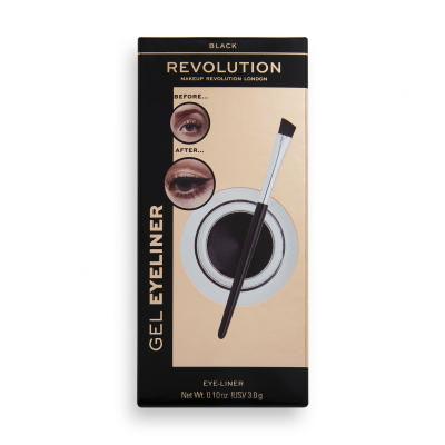 Makeup Revolution London Gel Eyeliner Pot With Brush Szemhéjtus nőknek 3 g Változat Black