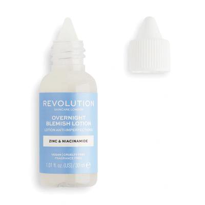 Revolution Skincare Overnight Blemish Lotion Zinc &amp; Niacinamide Célzott bőrápolás nőknek 30 ml