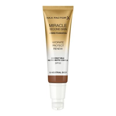 Max Factor Miracle Second Skin SPF20 Alapozó nőknek 30 ml Változat 12 Neutral Deep