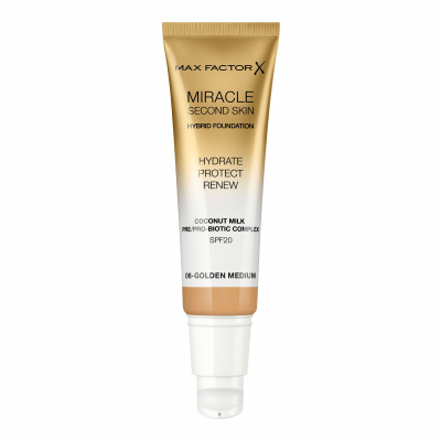 Max Factor Miracle Second Skin SPF20 Alapozó nőknek 30 ml Változat 06 Golden Medium