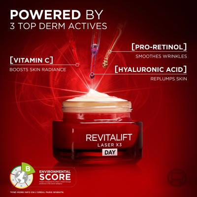 L&#039;Oréal Paris Revitalift Laser X3 Day Cream Ajándékcsomagok Revitalift Laser X3 nappali arckrém 50 ml + Revitalift Laser X3 éjszakai arckrém 50 ml