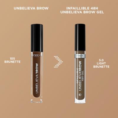 L&#039;Oréal Paris Infaillible Brows Unbelieva Brow 48H Gel Szemöldökformázó zselé és pomádé nőknek 3,4 ml Változat 5.0 Light Brunette