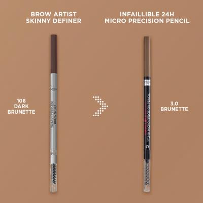 L&#039;Oréal Paris Infaillible Brows 24H Micro Precision Pencil Szemöldökceruza nőknek 1,2 g Változat 3.0 Brunette