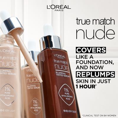 L&#039;Oréal Paris True Match Nude Plumping Tinted Serum Alapozó nőknek 30 ml Változat 4-5 Medium