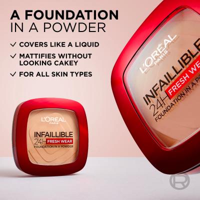 L&#039;Oréal Paris Infaillible 24H Fresh Wear Foundation In A Powder Alapozó nőknek 9 g Változat 180 Rose Sand