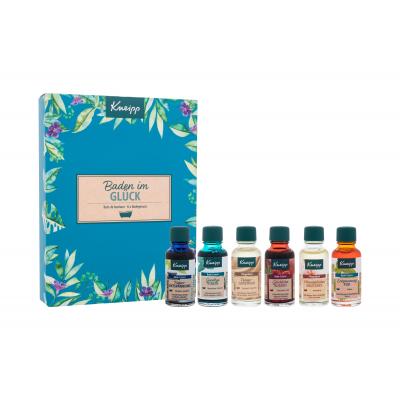 Kneipp Bath Oil Set Ajándékcsomagok Intenzíven pihentető fürdőolaj 20 ml + Pihe-puha bőr fürdőolaj 20 ml + Színtiszta boldogság fürdőolaj 20 ml + Viszlát stressz fürdőolaj 20 ml + Tisztán pihentető fürdőolaj 20 ml + Titkos ápolás fürdőolaj 20 ml