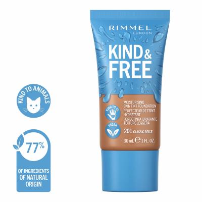 Rimmel London Kind &amp; Free Skin Tint Foundation Alapozó nőknek 30 ml Változat 201 Classic Beige