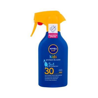 Nivea Sun Kids Protect &amp; Care Sun Spray 5 in 1 SPF30 Fényvédő készítmény testre gyermekeknek 270 ml