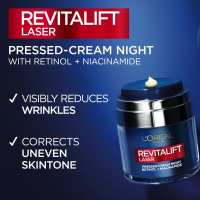 L&#039;Oréal Paris Revitalift Laser Pressed-Cream Night Éjszakai szemkörnyékápoló krém nőknek 50 ml