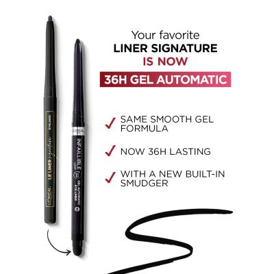 L&#039;Oréal Paris Infaillible Grip 36H Gel Automatic Eye Liner Szemceruza nőknek 1,2 g Változat 004 Brown Denim