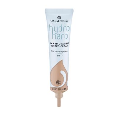 Essence Hydro Hero 24H Hydrating Tinted Cream SPF15 Alapozó nőknek 30 ml Változat 10 Soft Nude