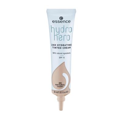 Essence Hydro Hero 24H Hydrating Tinted Cream SPF15 Alapozó nőknek 30 ml Változat 05 Natural Ivory