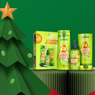 Garnier Fructis Vitamin &amp; Strength Ajándékcsomagok Fructis Vitamin &amp; Strength sampon 250 ml + Fructis Vitamin &amp; Strength hajkondicionáló 200 ml + Fructis Vitamin &amp; Strength arcszérum 125 ml