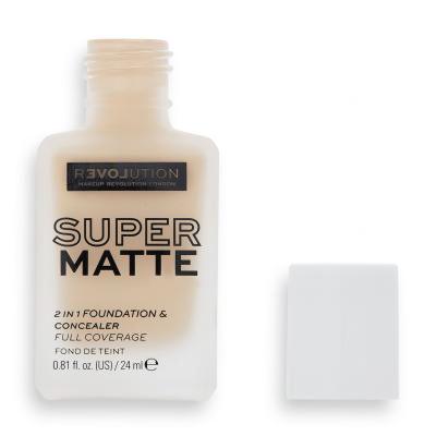 Revolution Relove Super Matte 2 in 1 Foundation &amp; Concealer Alapozó nőknek 24 ml Változat F2