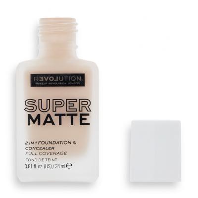 Revolution Relove Super Matte 2 in 1 Foundation &amp; Concealer Alapozó nőknek 24 ml Változat F4