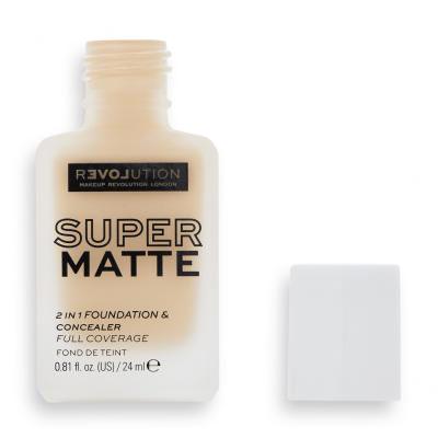 Revolution Relove Super Matte 2 in 1 Foundation &amp; Concealer Alapozó nőknek 24 ml Változat F8.5