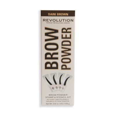 Makeup Revolution London Brow Powder Stamp &amp; Stencil Szemöldökpúder nőknek 0,65 g Változat Dark Brown