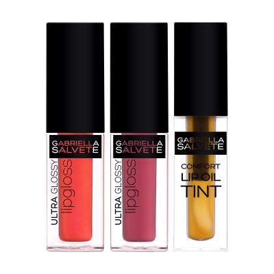 Gabriella Salvete Ultra Glossy Lipgloss &amp; Lip Oil Set Ajándékcsomagok Ultra Glossy Lipgloss szájfény 4 ml 03 + Ultra Glossy Lipgloss szájfény 4 ml 04 + Lip Oil Tint ajakolaj 2,7 ml 02