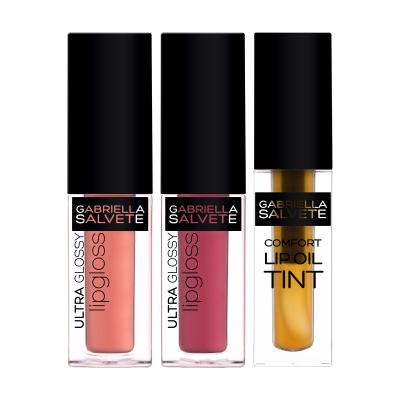 Gabriella Salvete Ultra Glossy Lipgloss &amp; Lip Oil Set Ajándékcsomagok Ultra Glossy Lipgloss szájfény 4 ml 04 + Ultra Glossy Lipgloss szájfény 4 ml 05 + Lip Oil Tint ajakolaj 2,7 ml 02