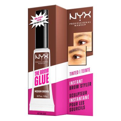 NYX Professional Makeup The Brow Glue Instant Brow Styler Szemöldökformázó zselé és pomádé nőknek 5 g Változat 03 Medium Brown