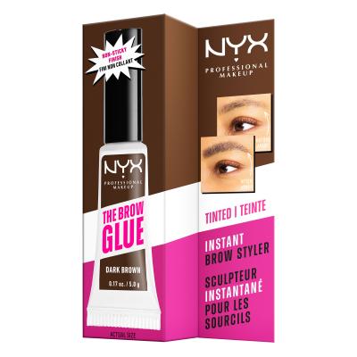 NYX Professional Makeup The Brow Glue Instant Brow Styler Szemöldökformázó zselé és pomádé nőknek 5 g Változat 04 Dark Brown