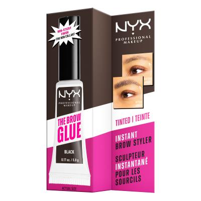 NYX Professional Makeup The Brow Glue Instant Brow Styler Szemöldökformázó zselé és pomádé nőknek 5 g Változat 05 Black