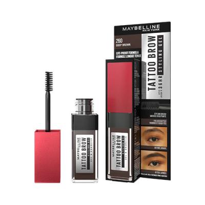 Maybelline Tattoo Brow 36H Styling Gel Szemöldökformázó zselé és pomádé nőknek 6 ml Változat 260 Deep Brown