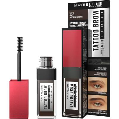 Maybelline Tattoo Brow 36H Styling Gel Szemöldökformázó zselé és pomádé nőknek 6 ml Változat 257 Medium Brown