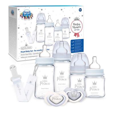 Canpol babies Royal Baby Set Little Prince Ajándékcsomagok EasyStart Anti-Colic cumisüveg 2 x 240 ml + EasyStart Anti-Colic cumisüveg 2 x 120 ml + Light Touch Royal Baby Soother cumi 2 x 0-6m + Royal Baby Soother Clip With Ribbon cumicsipesz 1 db