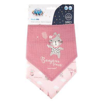 Canpol babies Bonjour Paris Muslin Bib Pink Előke gyermekeknek 2 db