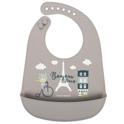 Canpol babies Bonjour Paris Silicone Bib With Pocket Előke gyermekeknek 1 db