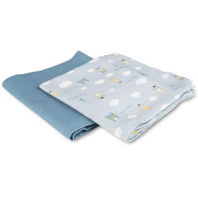 Canpol babies Bonjour Paris Muslin Squares Diapers Blue Textilpelenka gyermekeknek 2 db