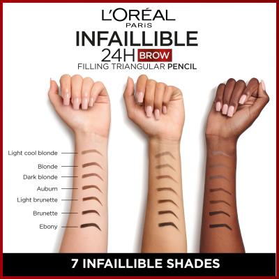 L&#039;Oréal Paris Infaillible Brows 24H Filling Triangular Pencil Szemöldökceruza nőknek 1 ml Változat 06 Dark Blonde