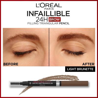 L&#039;Oréal Paris Infaillible Brows 24H Filling Triangular Pencil Szemöldökceruza nőknek 1 ml Változat 05 Brunette