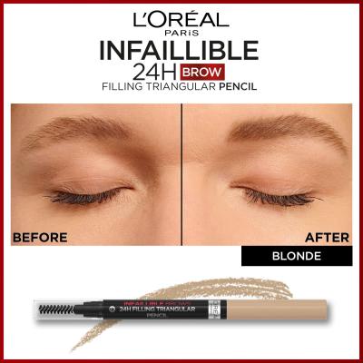 L&#039;Oréal Paris Infaillible Brows 24H Filling Triangular Pencil Szemöldökceruza nőknek 1 ml Változat 07 Blonde