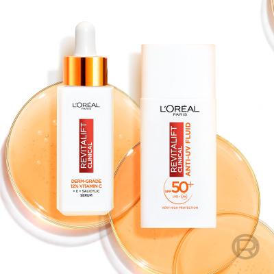 L&#039;Oréal Paris Revitalift Clinical Pure 12% Vitamin C Ajándékcsomagok Revitalift Clinical Vitamin C Serum arcszérum 30 ml + Revitalift Clinical Vitamin C Anti-UV Fluid SPF50 nappali arckrém 50 ml