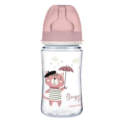 Canpol babies Bonjour Paris Easy Start Anti-Colic Bottle Pink 3m+ Cumisüveg gyermekeknek 240 ml