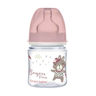 Canpol babies Bonjour Paris Easy Start Anti-Colic Bottle Pink 0m+ Cumisüveg gyermekeknek 120 ml