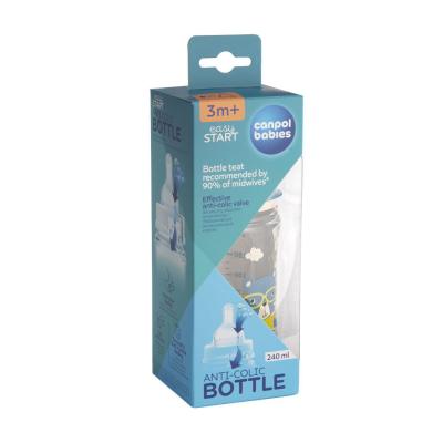 Canpol babies Bonjour Paris Easy Start Anti-Colic Bottle Blue 3m+ Cumisüveg gyermekeknek 240 ml