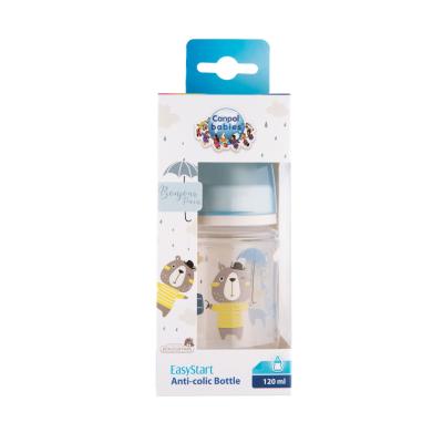 Canpol babies Bonjour Paris Easy Start Anti-Colic Bottle Blue 0m+ Cumisüveg gyermekeknek 120 ml