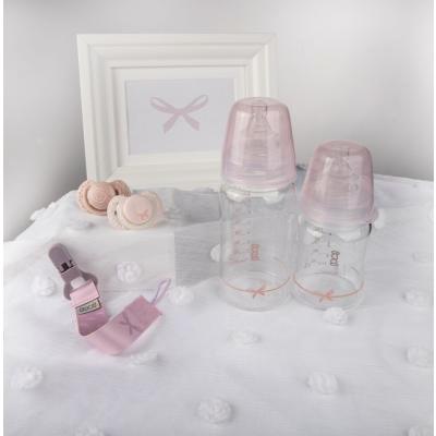 LOVI Baby Shower Glass Bottle Pink 3m+ Cumisüveg gyermekeknek 250 ml