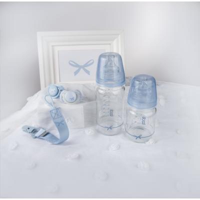 LOVI Baby Shower Glass Bottle Blue 3m+ Cumisüveg gyermekeknek 250 ml