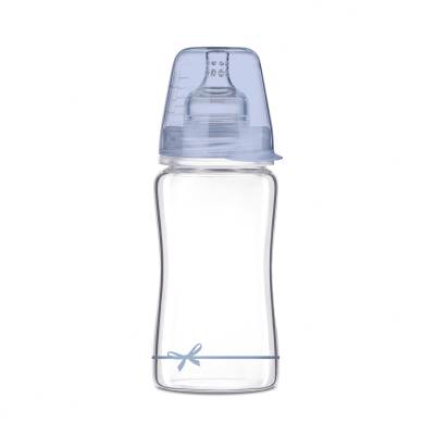 LOVI Baby Shower Glass Bottle Blue 3m+ Cumisüveg gyermekeknek 250 ml