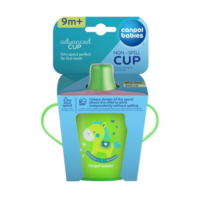 Canpol babies Toys Non-Spill Cup Green 9m+ Kis bögre gyermekeknek 250 ml