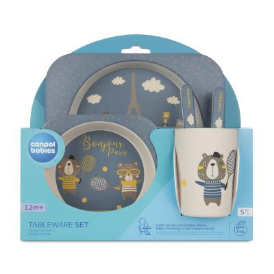 Canpol babies Bonjour Paris Tableware Set Blue Edény gyermekeknek Szett